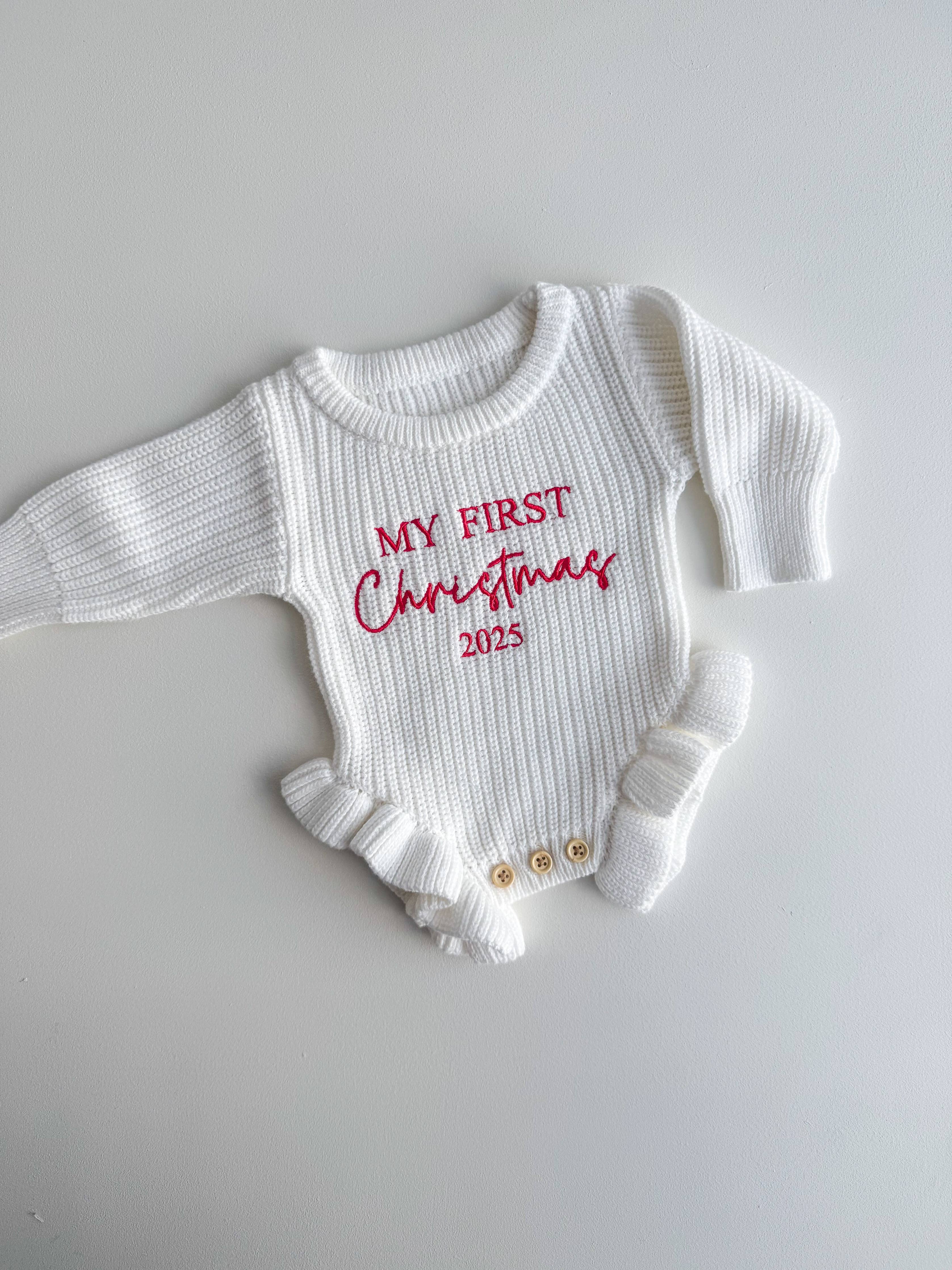 FRILL LEG ROMPER MY FIRST CHRISTMAS 2025: 3-6M