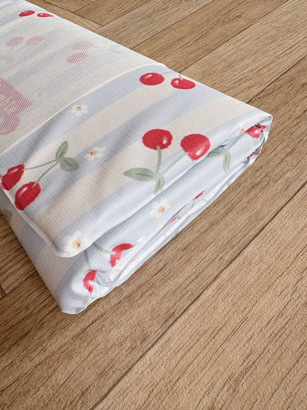 Travel Baby Changing Mat – Cherry Stripe | Handmade UK