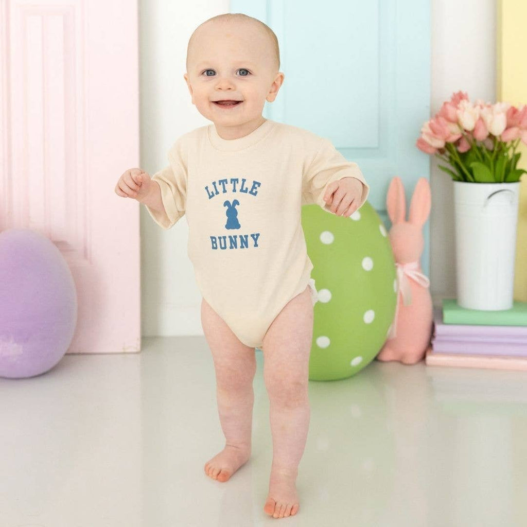 Little Bunny Steel Blue Easter Short Sleeve Romper