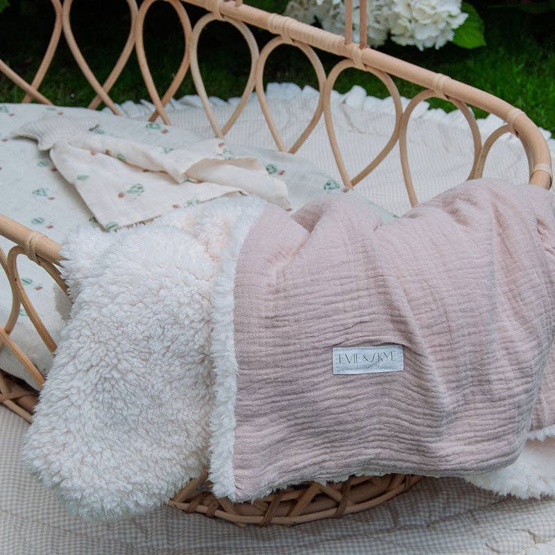 Organic Sherpa Muslin Baby Blanket - Mocha