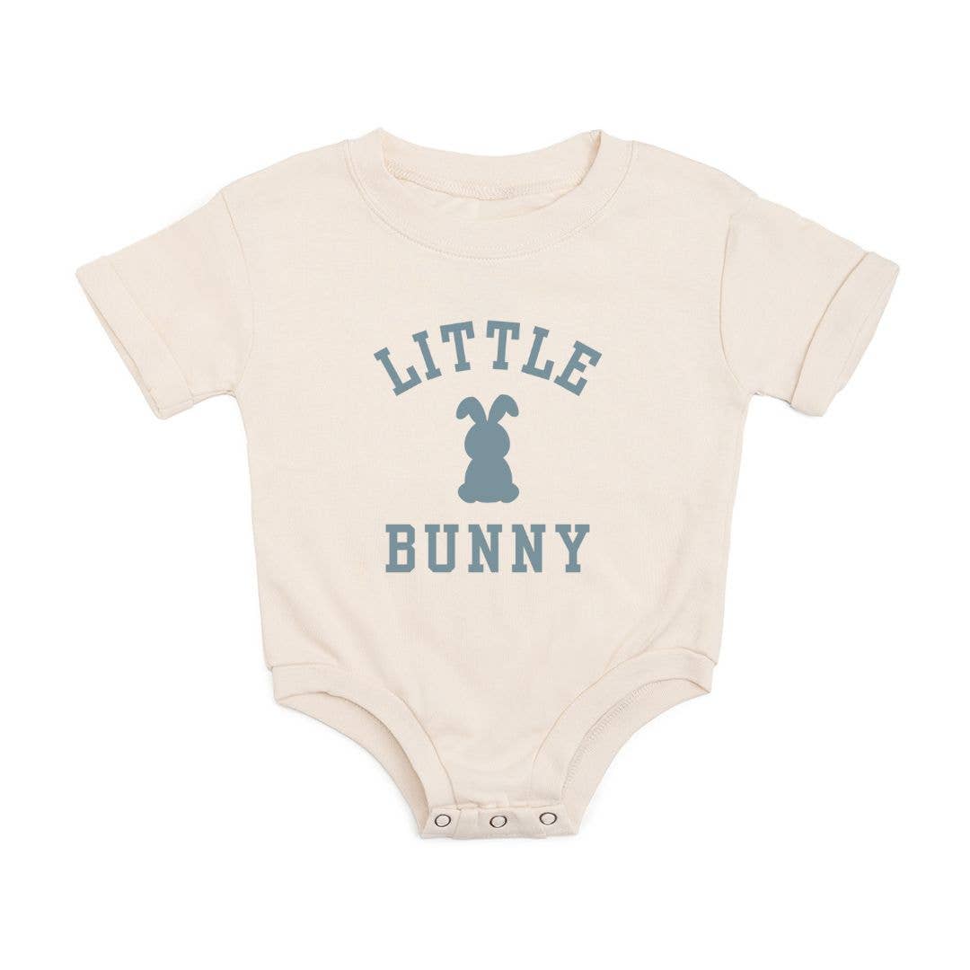 Little Bunny Steel Blue Easter Short Sleeve Romper