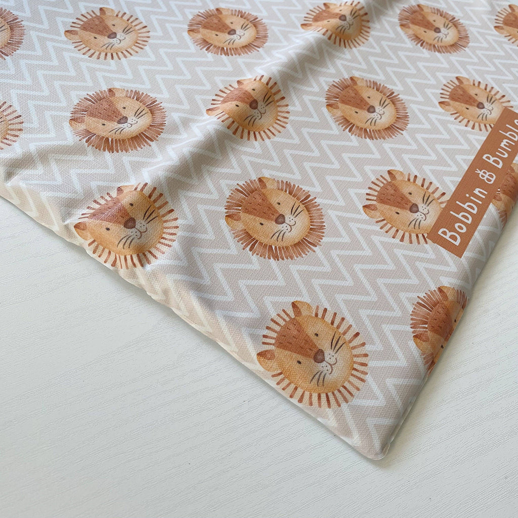 Travel Baby Changing Mat | Leo Lion Print | Handmade UK