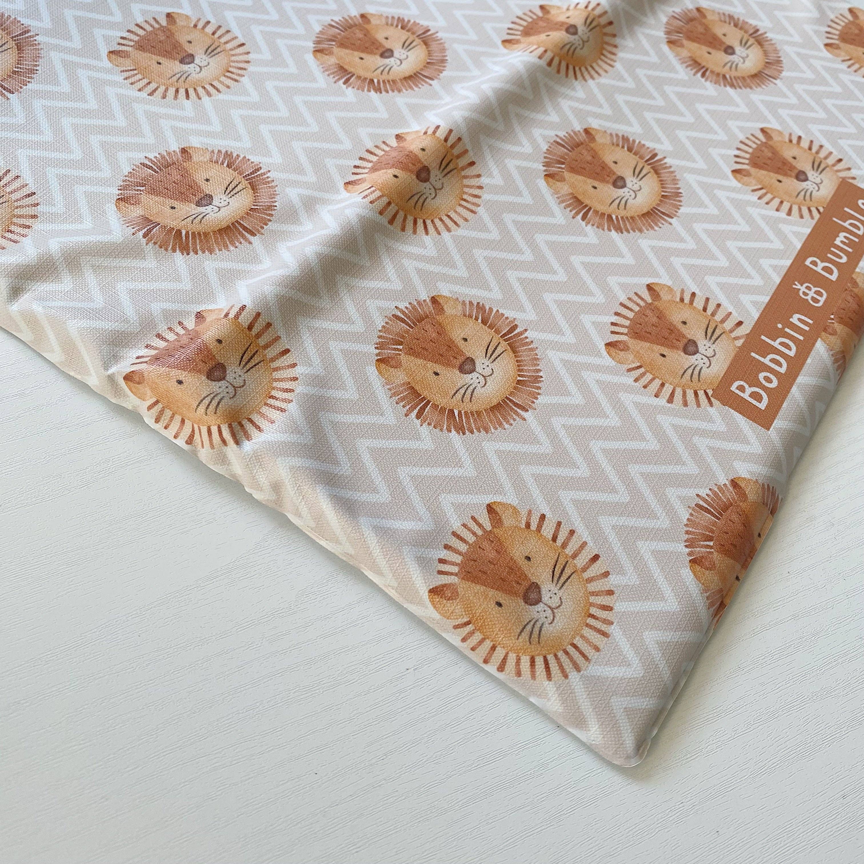 Travel Baby Changing Mat | Leo Lion Print | Handmade UK