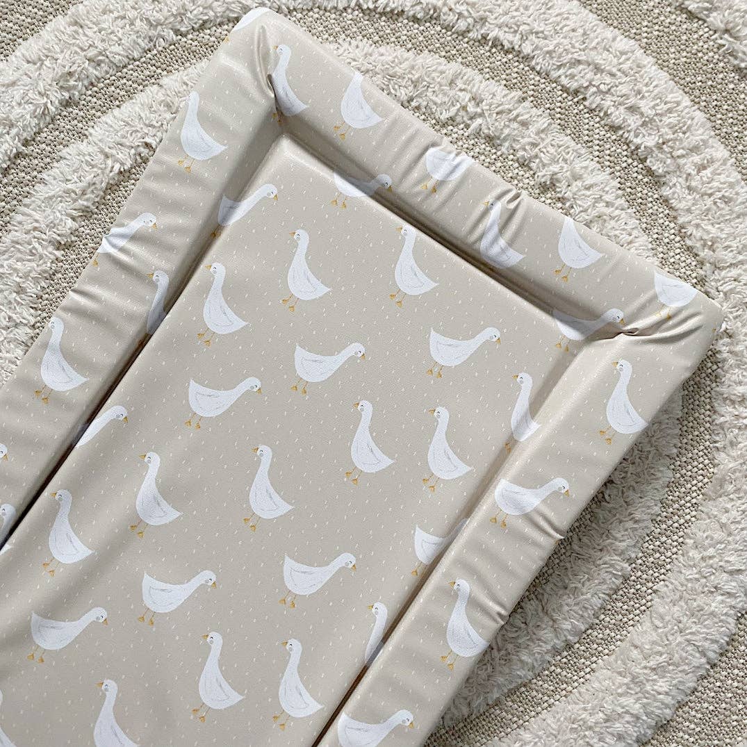 Baby Changing Mat | White Goose Unisex Print | Handmade UK