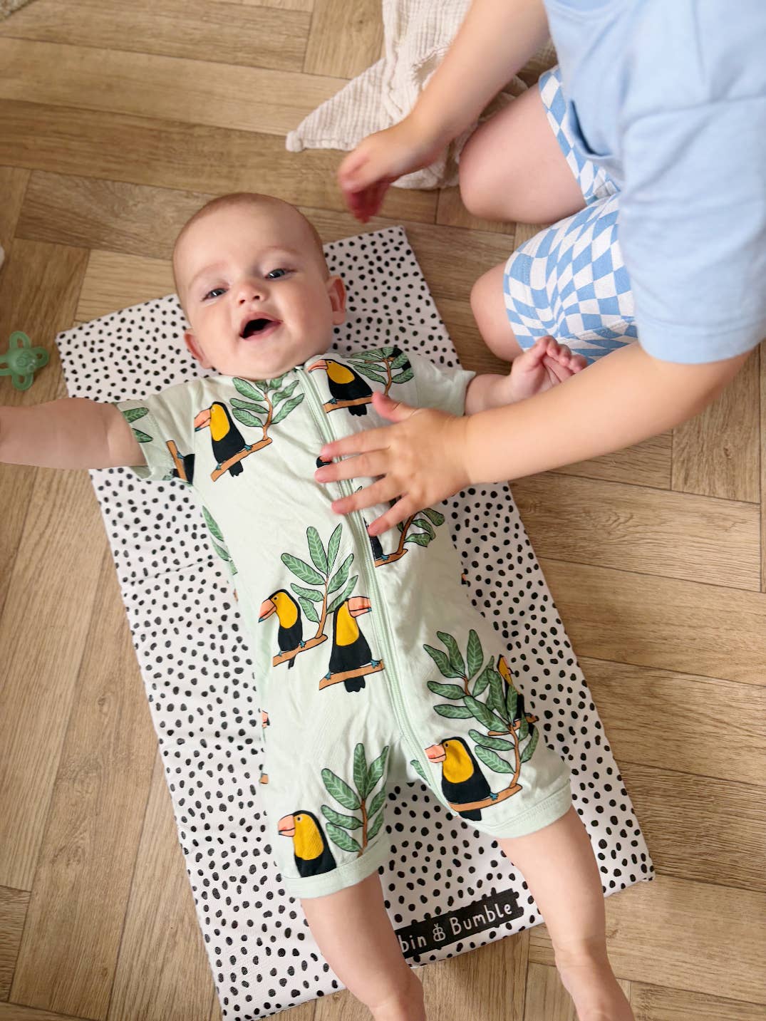 Travel Baby Changing Mat | Black Spotty Print | Handmade UK