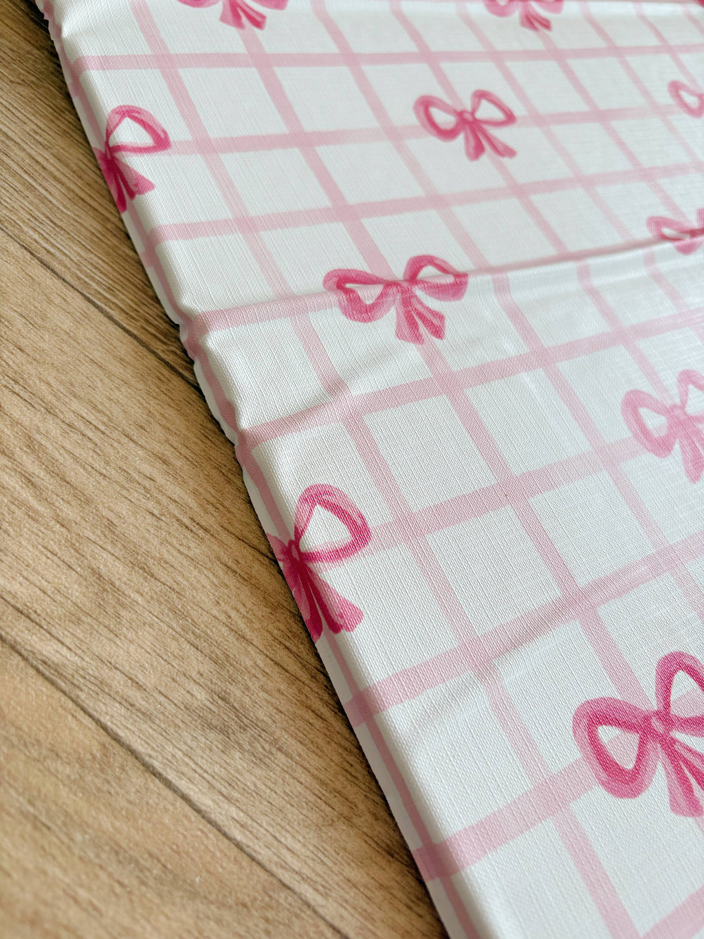 Pink Bow Travel Changing Mat | Handmade UK | Baby Girl Gift