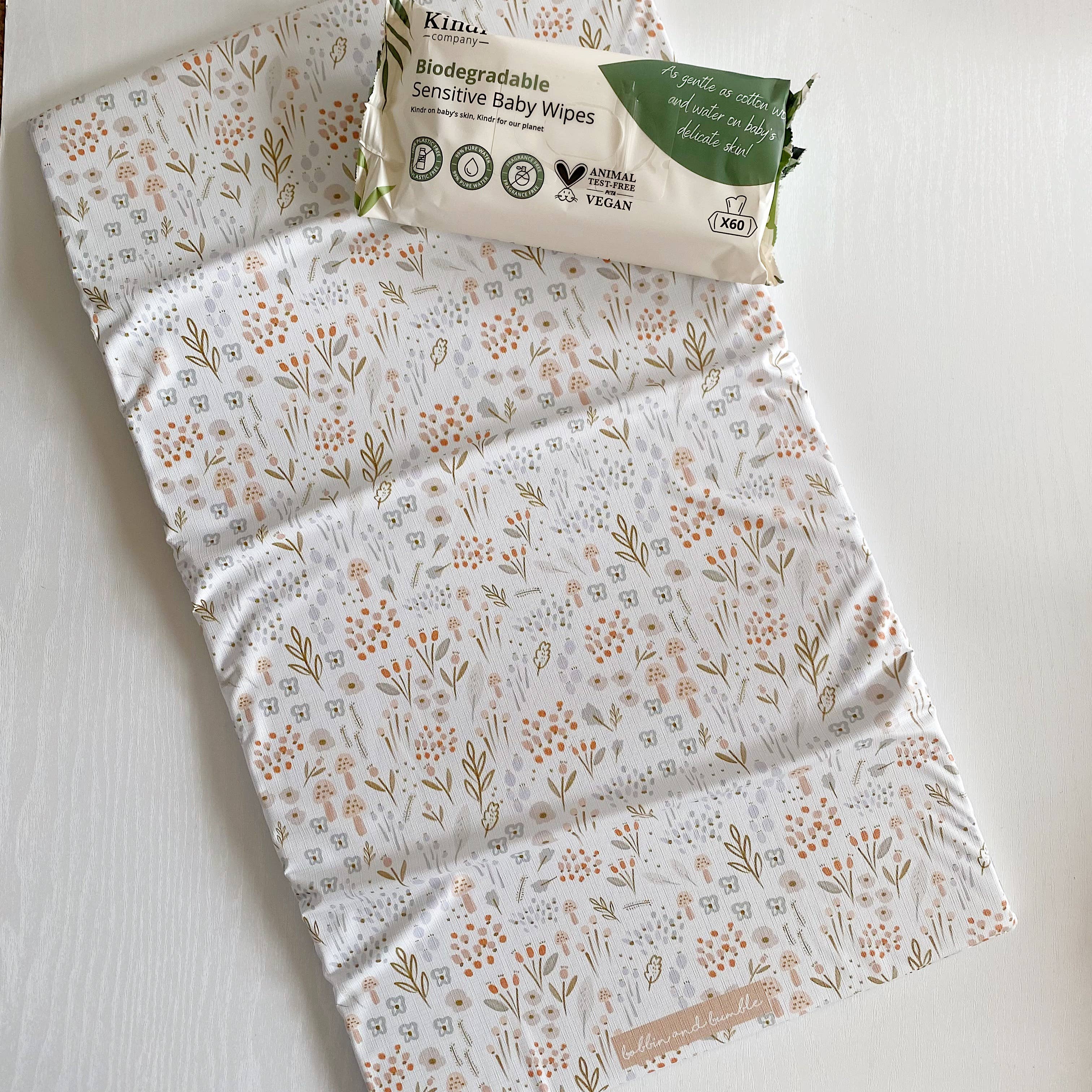 Travel Baby Changing Mat | Woodland Floral Print | Handmade