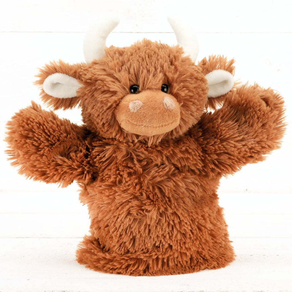 Highland Cow Hand Puppet Brown Plush Soft Toy - 23CM