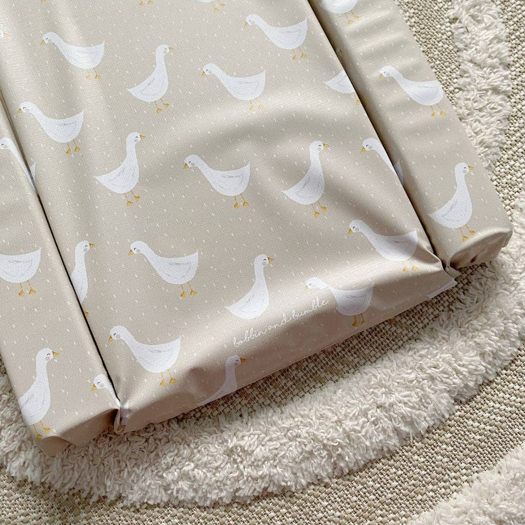Baby Changing Mat | White Goose Unisex Print | Handmade UK