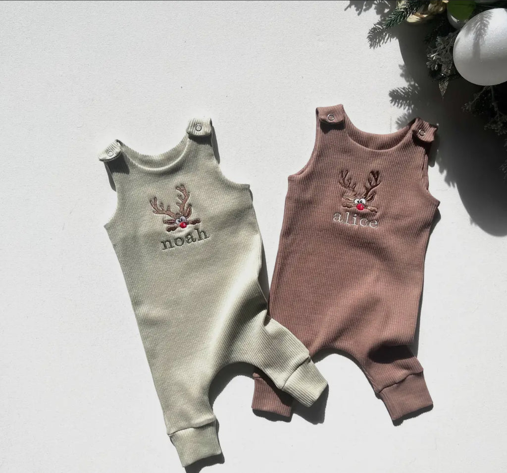 Personalised Embroidered Dungarees Reindeer