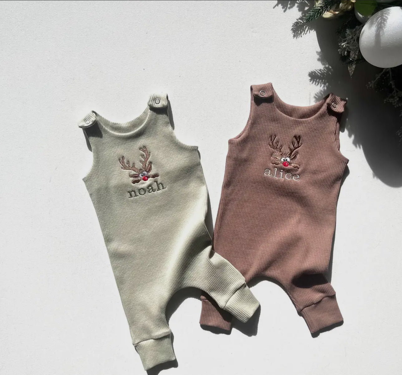 Personalised Embroidered Dungarees Reindeer