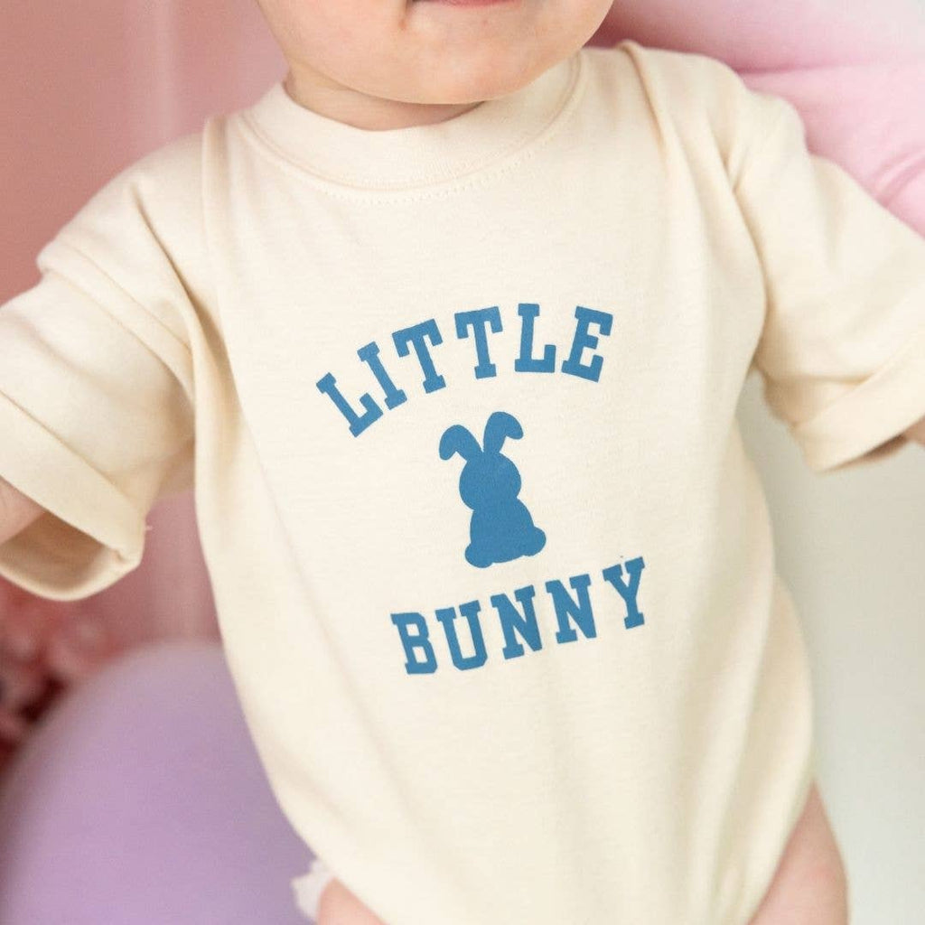 Little Bunny Steel Blue Easter Short Sleeve Romper