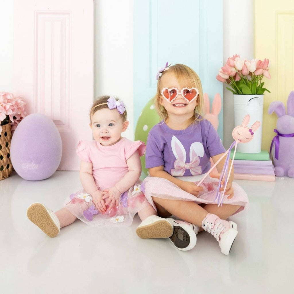 Lavender Lace Easter Bunny Bow Clip - Girls - Easter Basket