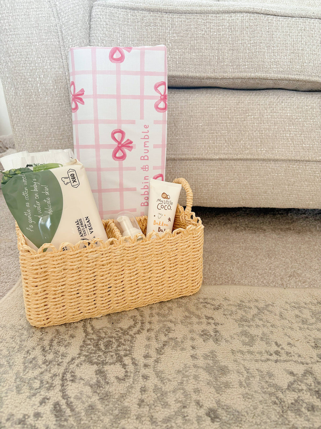 Pink Bow Travel Changing Mat | Handmade UK | Baby Girl Gift