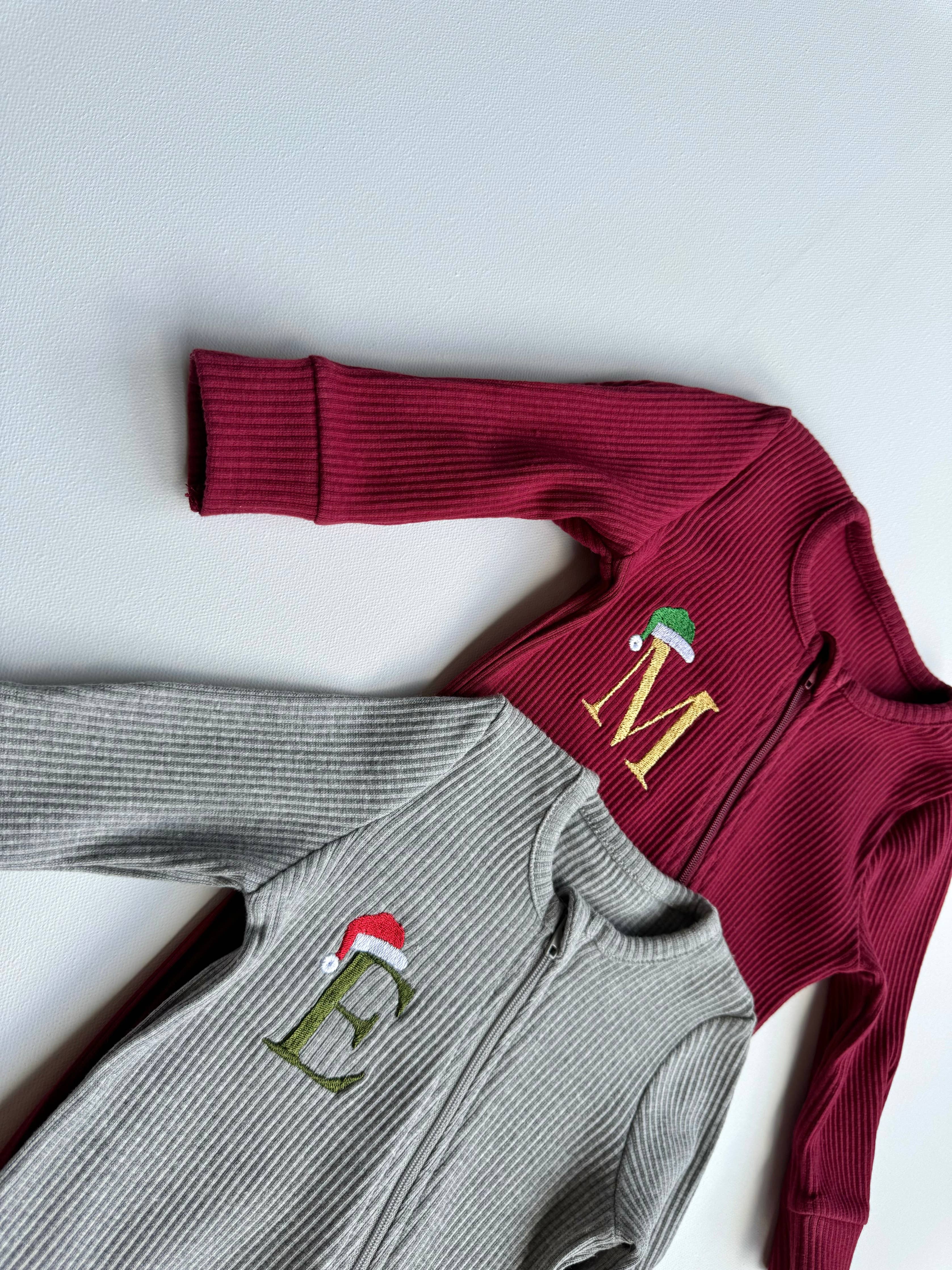 Christmas Monogram Zip Sleepsuit Personalized Baby Gift: Shortbread / 2-3 years