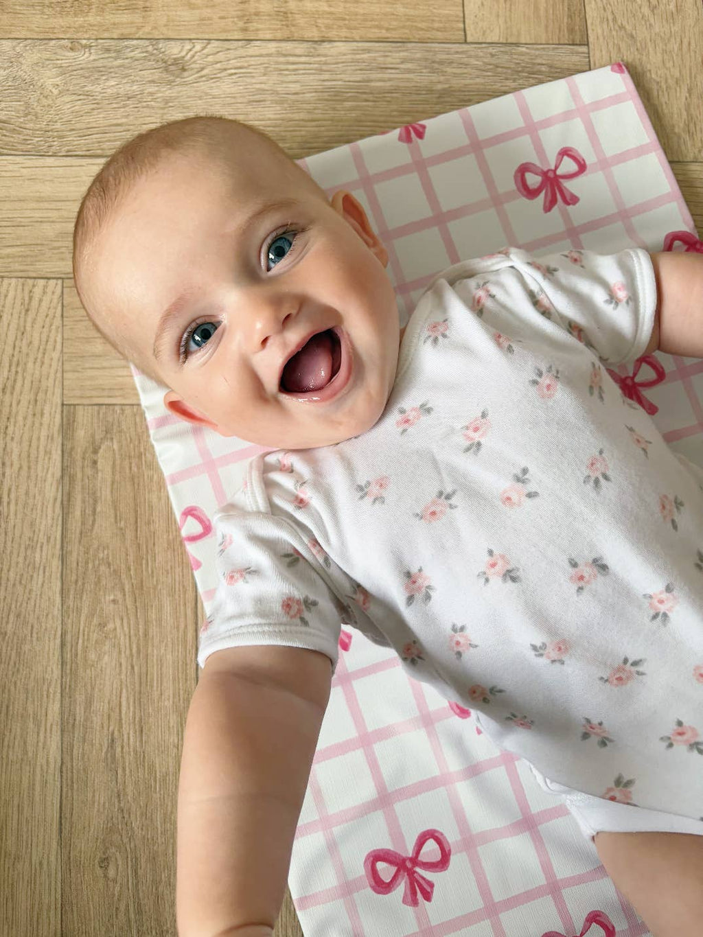 Pink Bow Travel Changing Mat | Handmade UK | Baby Girl Gift