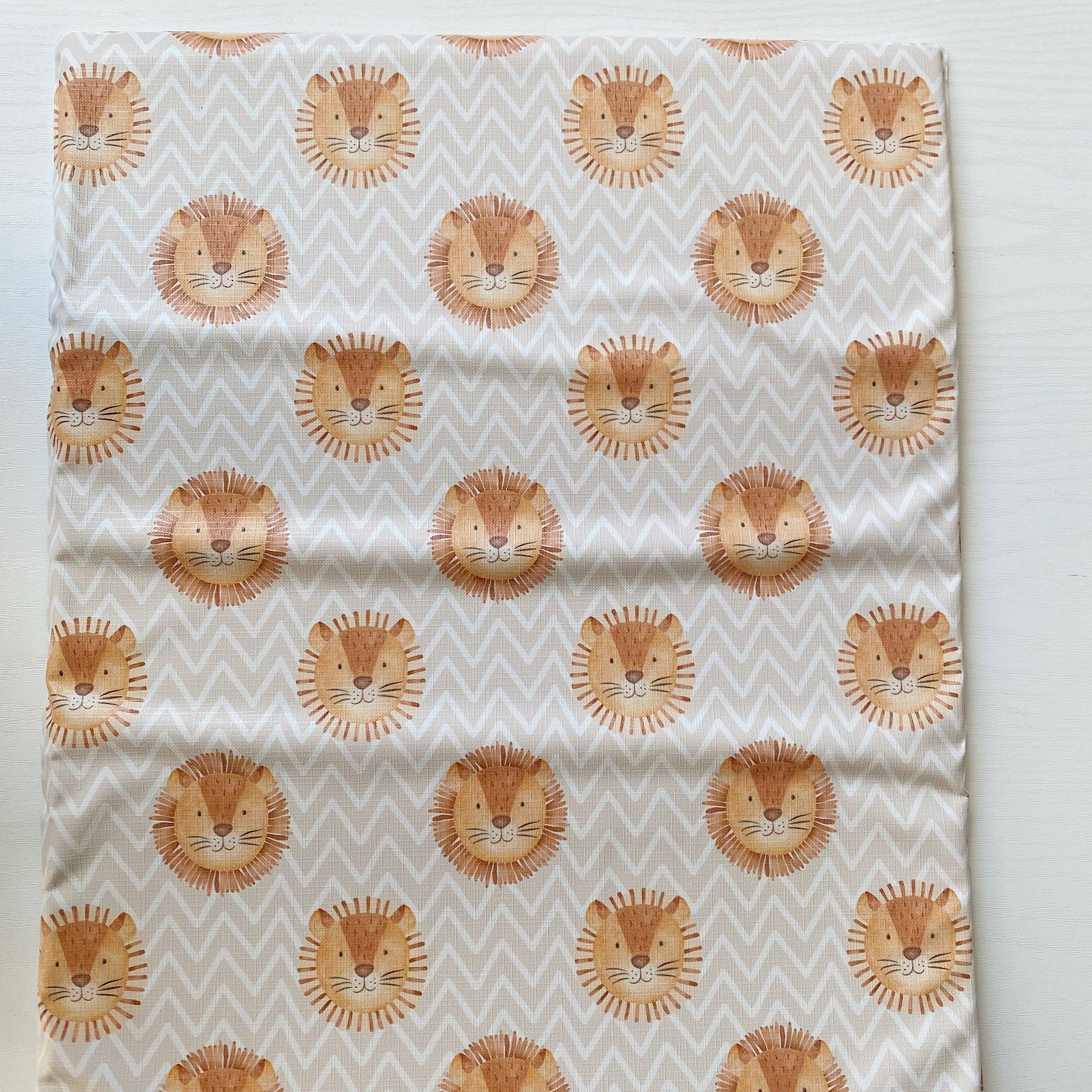 Travel Baby Changing Mat | Leo Lion Print | Handmade UK