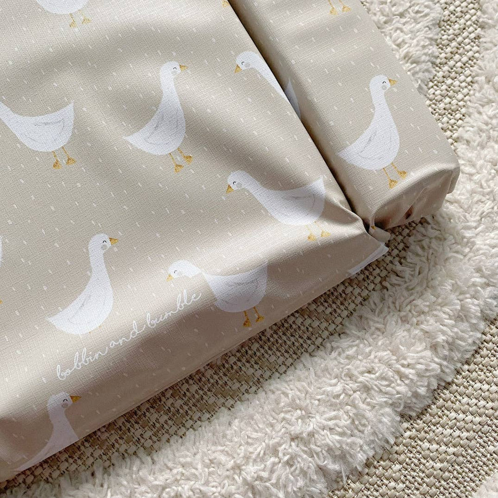 Baby Changing Mat | White Goose Unisex Print | Handmade UK