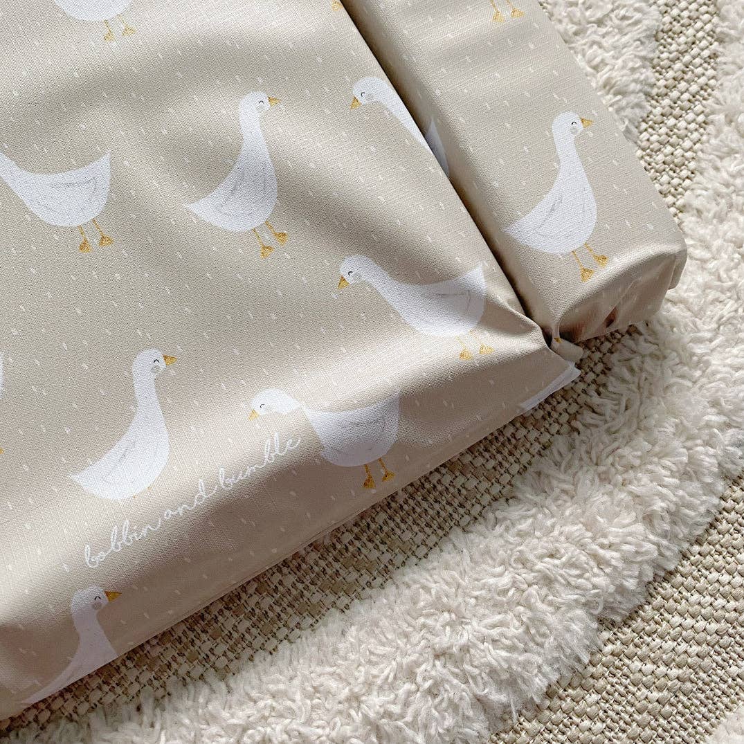 Baby Changing Mat | White Goose Unisex Print | Handmade UK