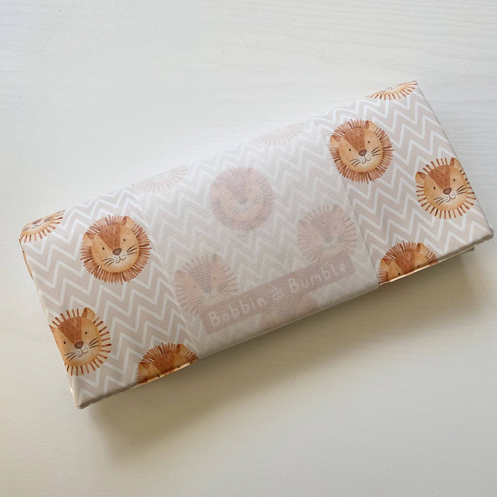Travel Baby Changing Mat | Leo Lion Print | Handmade UK