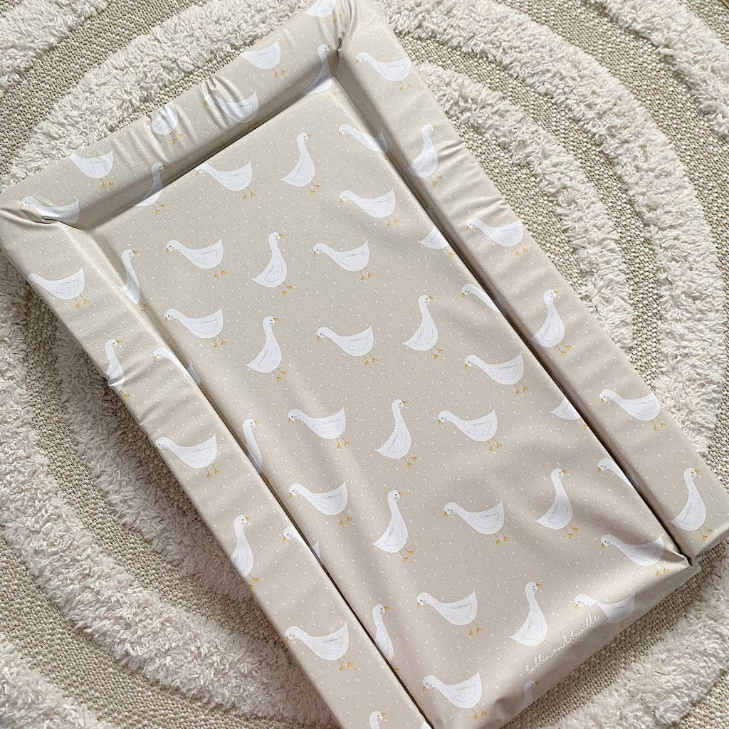 Baby Changing Mat | White Goose Unisex Print | Handmade UK