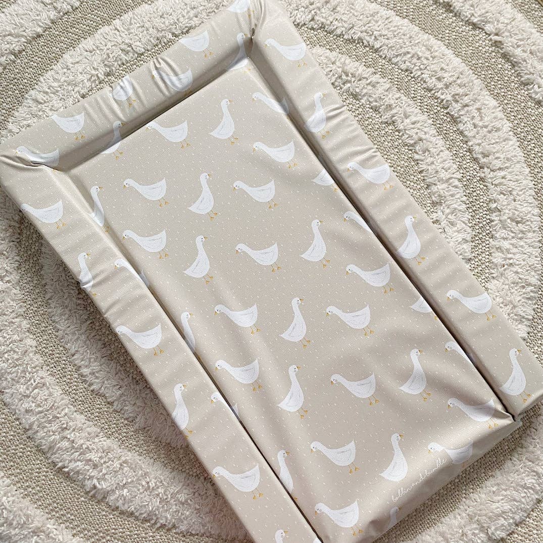 Baby Changing Mat | White Goose Unisex Print | Handmade UK
