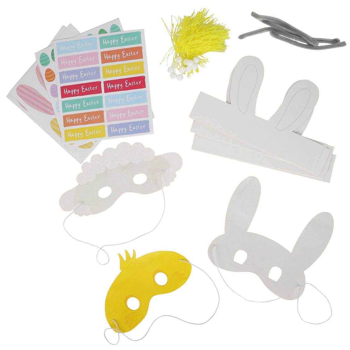 Easter Bunny Masks & Headband Kit - 12 Pack | Easter Decor |
