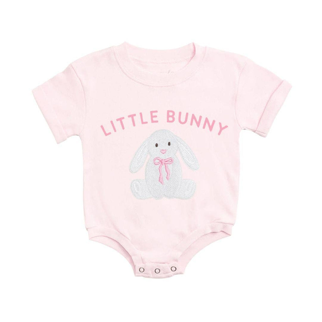 Little Bunny Patch Easter Short Sleeve Romper