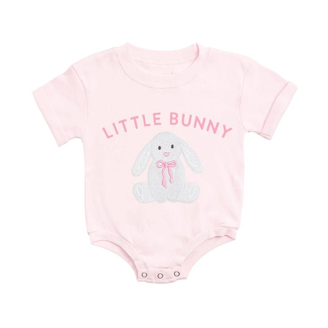 Little Bunny Patch Easter Short Sleeve Romper