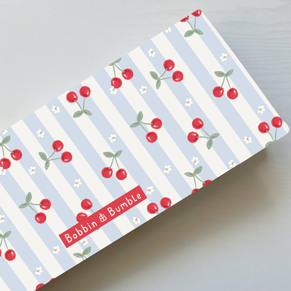 Travel Baby Changing Mat – Cherry Stripe | Handmade UK