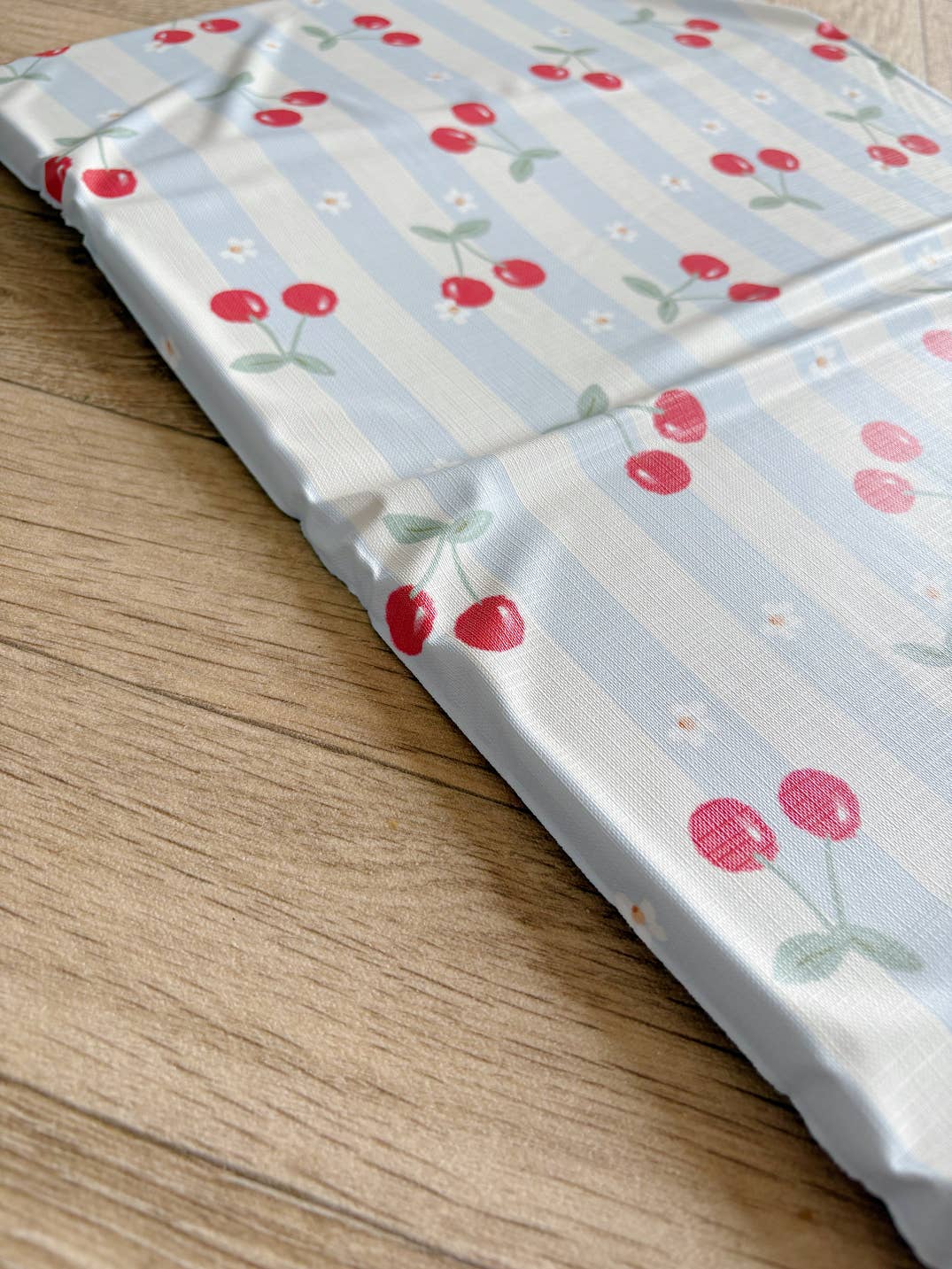 Travel Baby Changing Mat – Cherry Stripe | Handmade UK