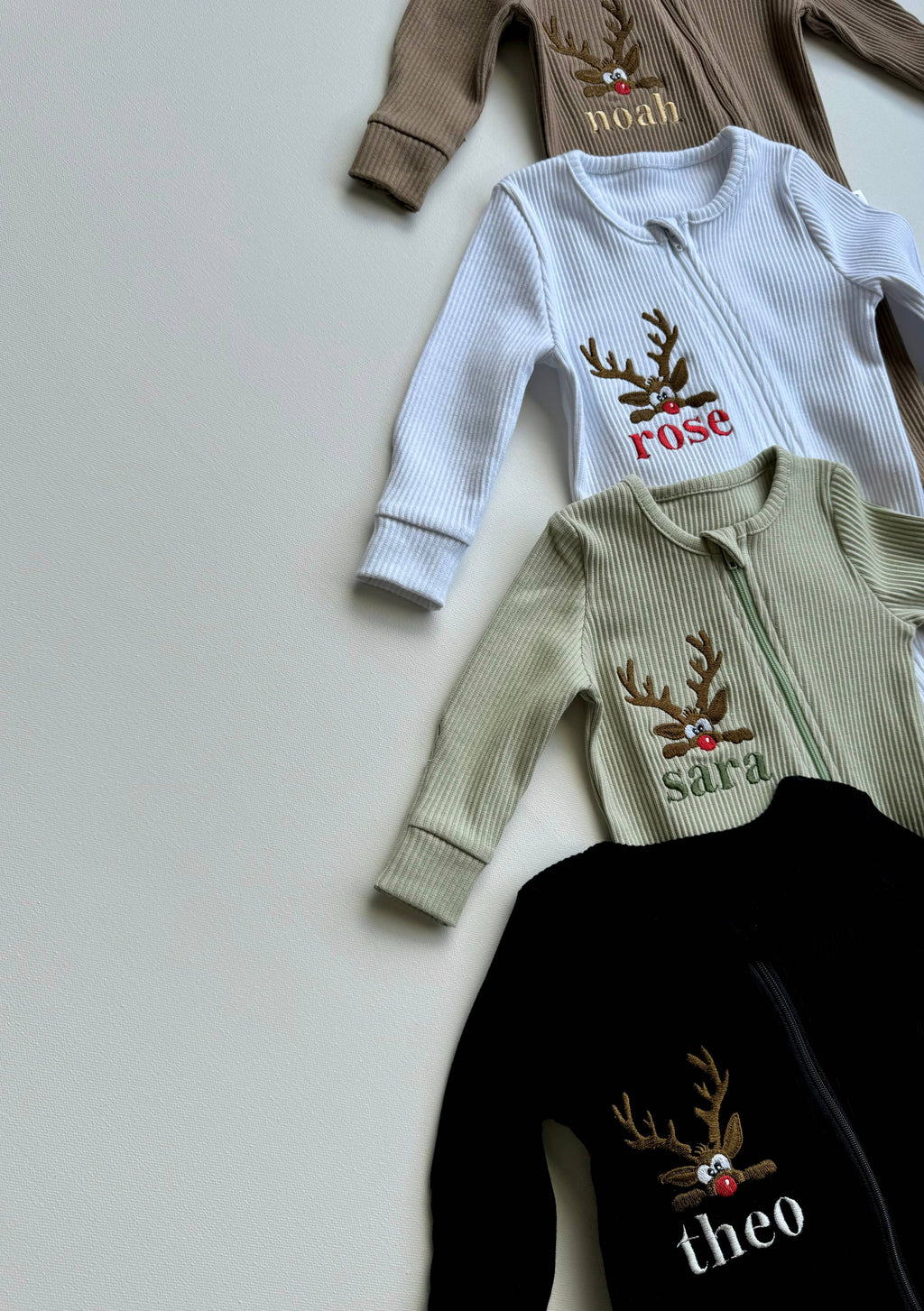 Christmas Reindeer Zip Sleepsuit: Biscuit / 12-18 months