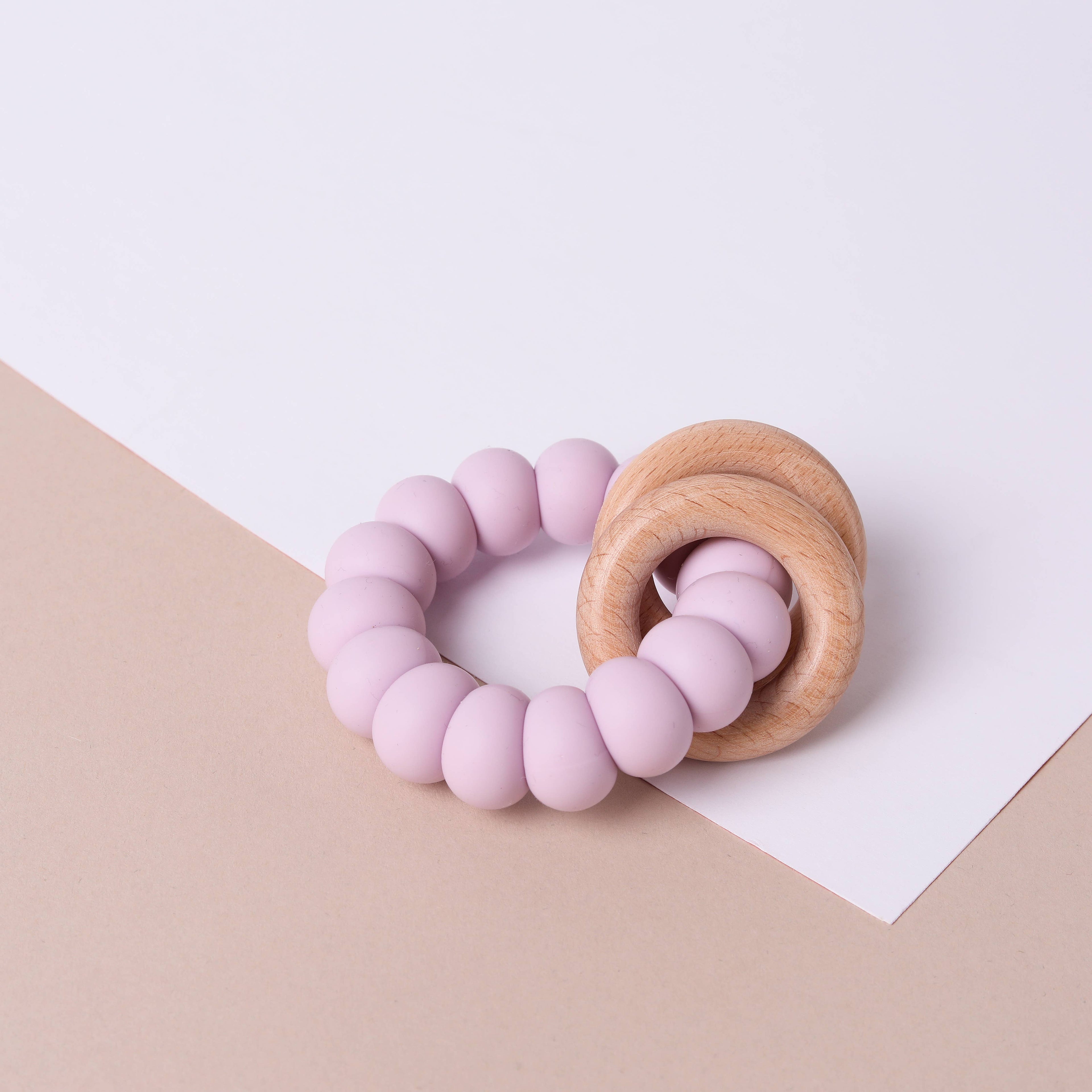 Lilac Silicone and Beechwood Teether