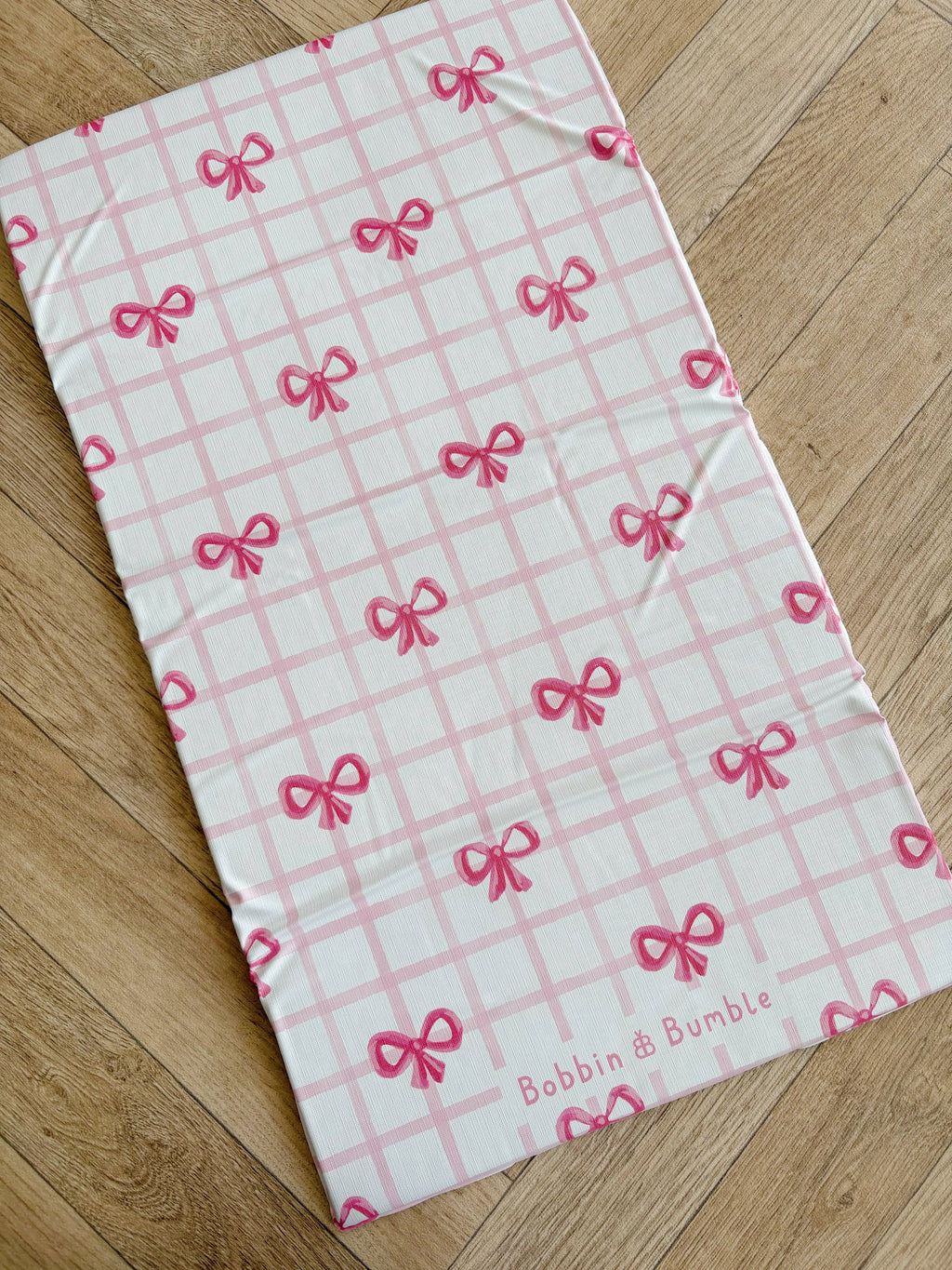 Pink Bow Travel Changing Mat | Handmade UK | Baby Girl Gift