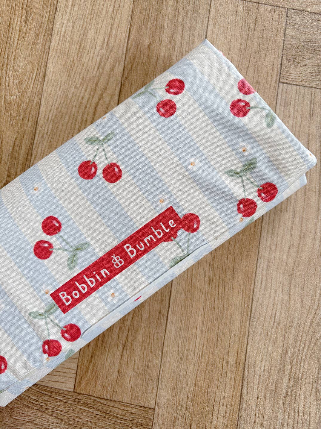 Travel Baby Changing Mat – Cherry Stripe | Handmade UK