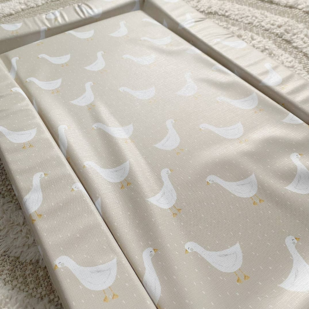 Baby Changing Mat | White Goose Unisex Print | Handmade UK