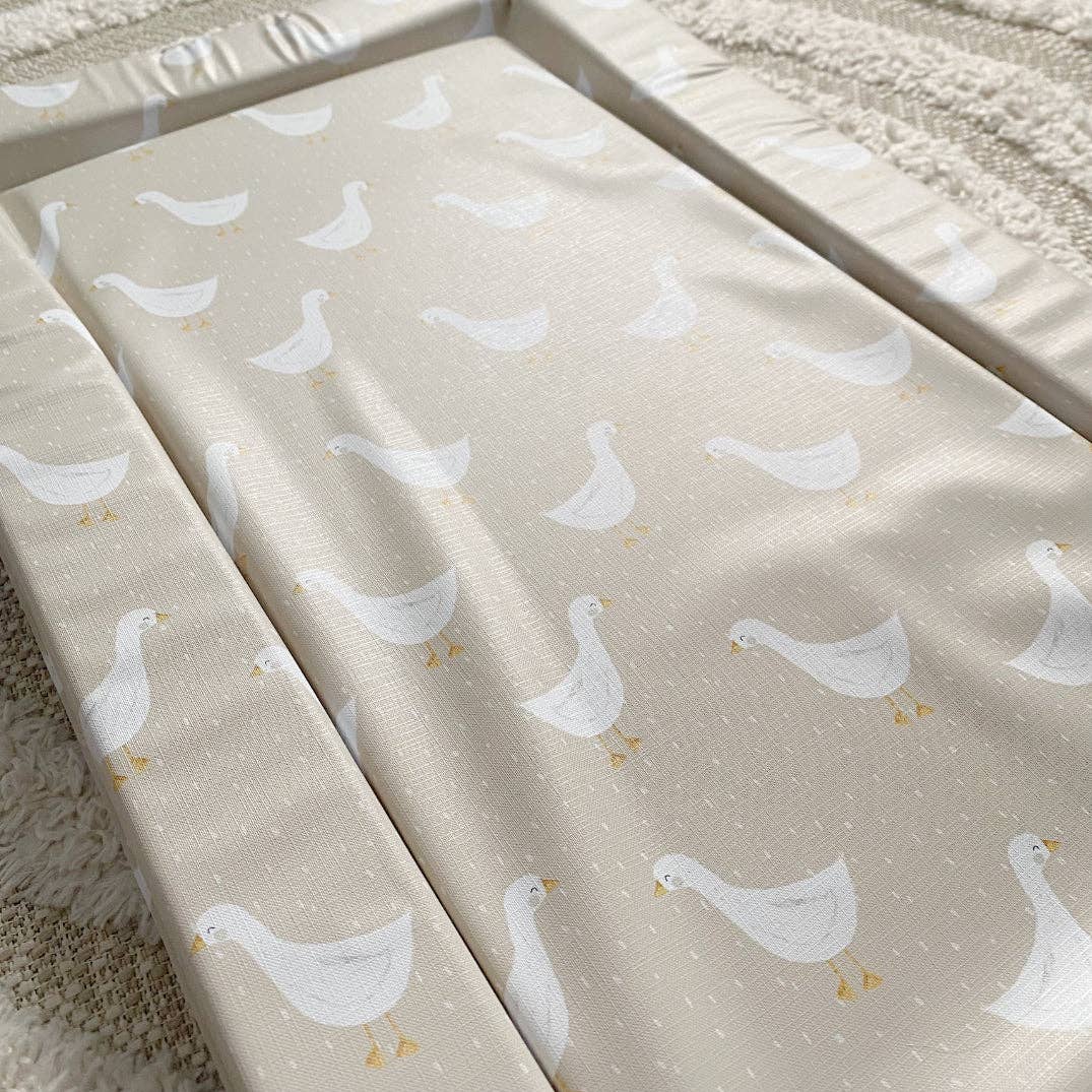 Baby Changing Mat | White Goose Unisex Print | Handmade UK
