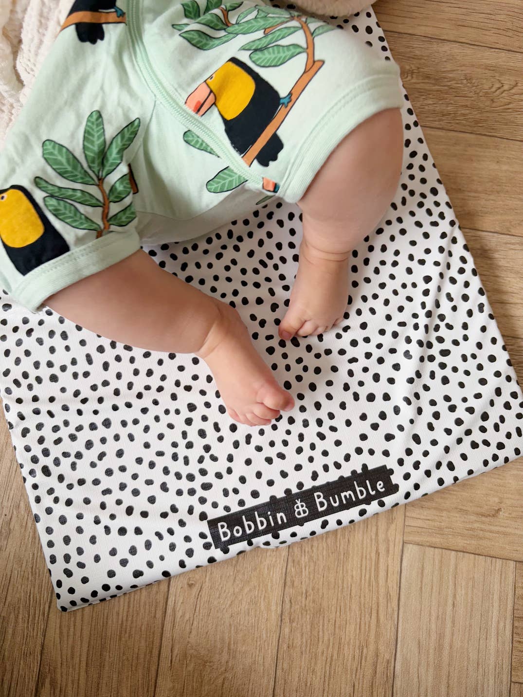 Travel Baby Changing Mat | Black Spotty Print | Handmade UK