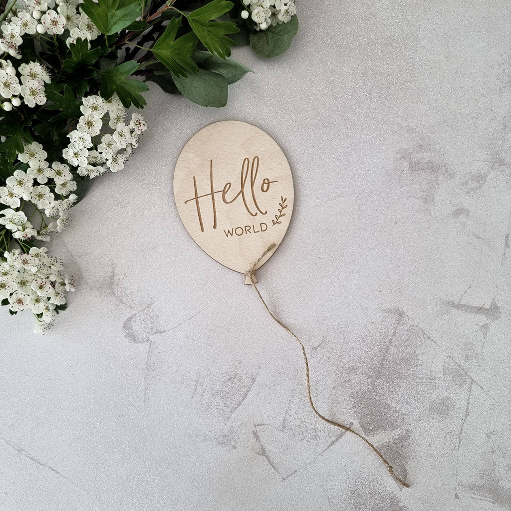 Hello World - Baby Announcement Plaque Balloon: Loose