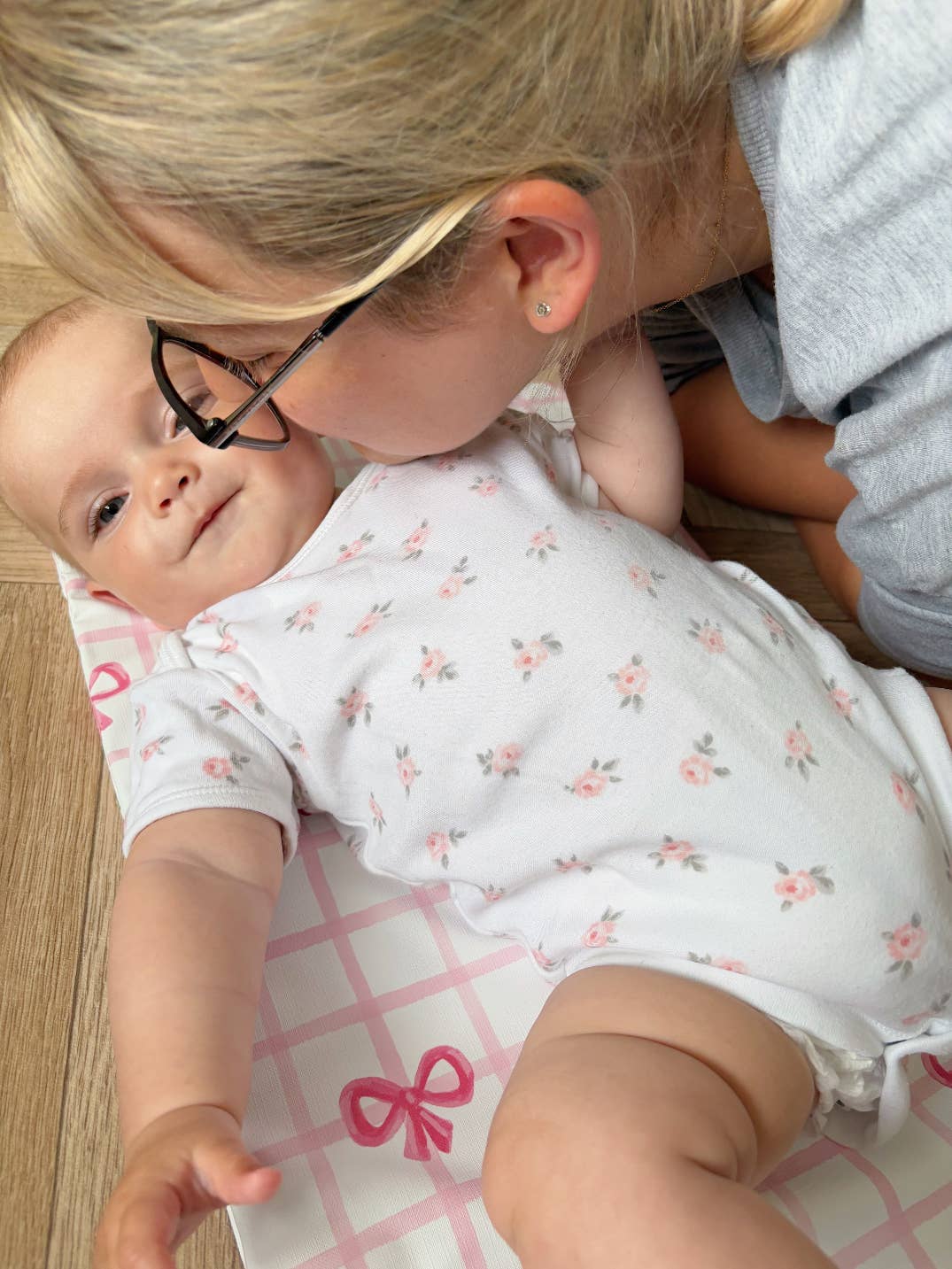 Pink Bow Travel Changing Mat | Handmade UK | Baby Girl Gift