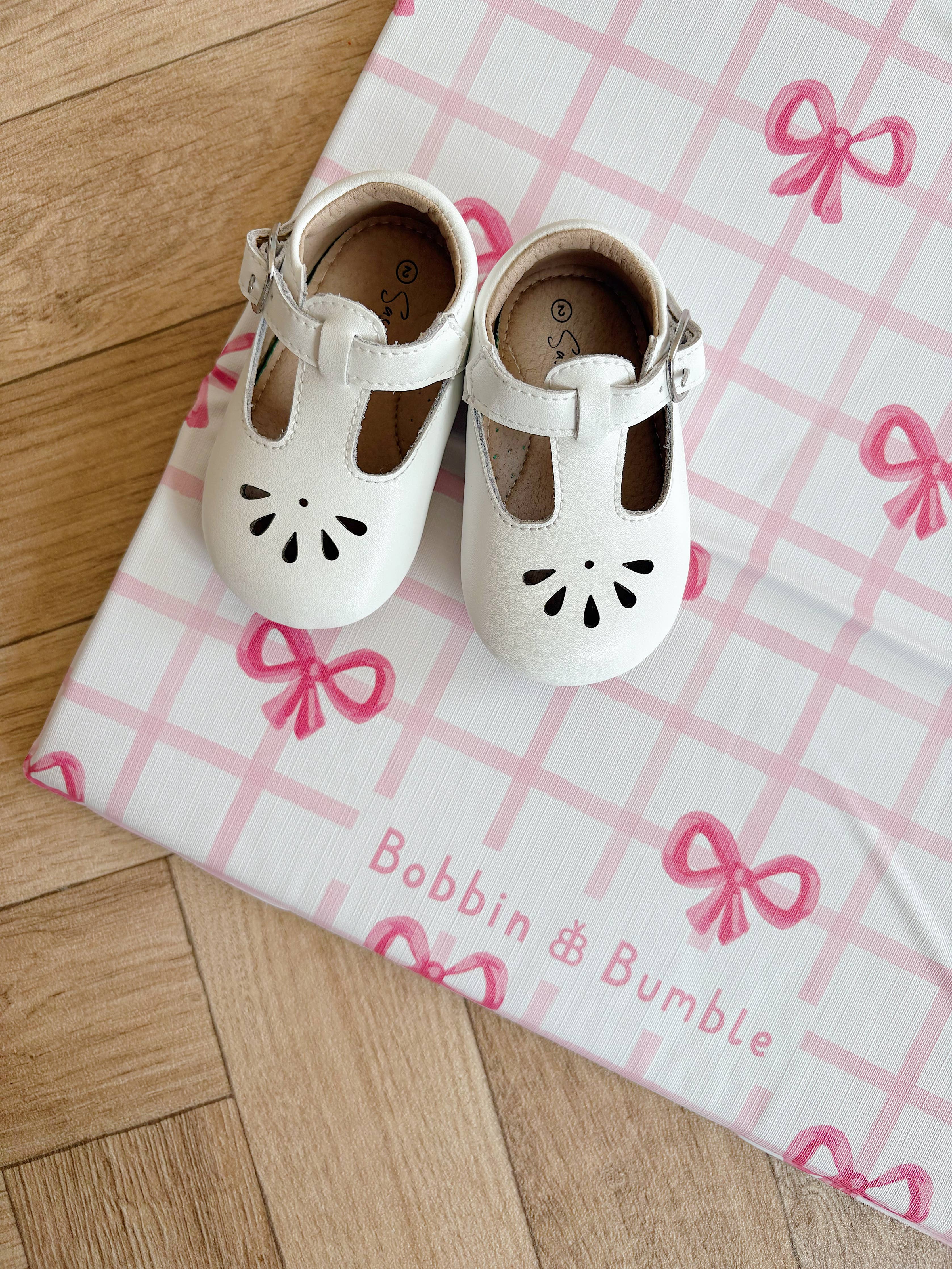 Pink Bow Travel Changing Mat | Handmade UK | Baby Girl Gift