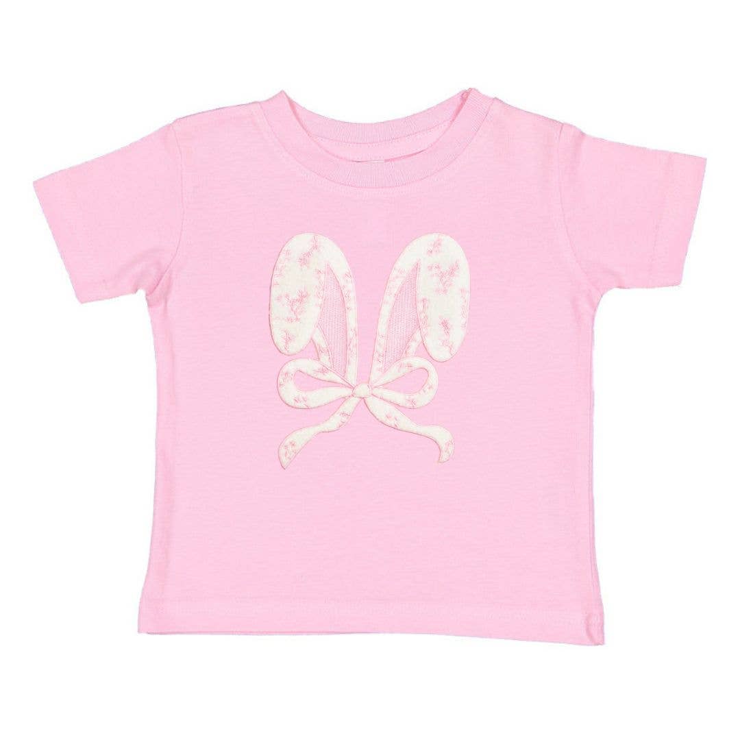 Lace Bunny Bow Patch Easter Short Sleeve T-Shirt