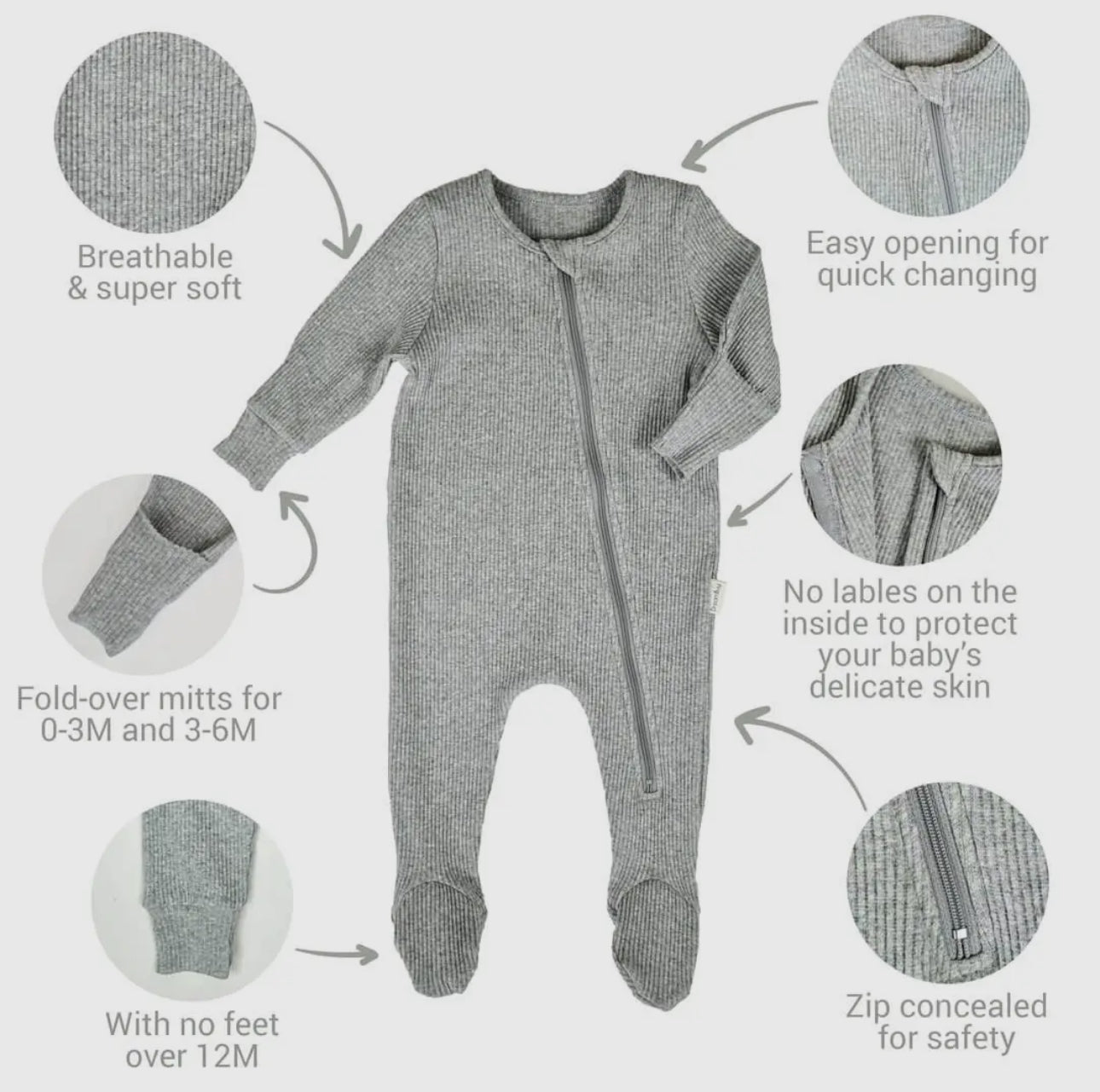 Ribbed Baby Sleepsuit