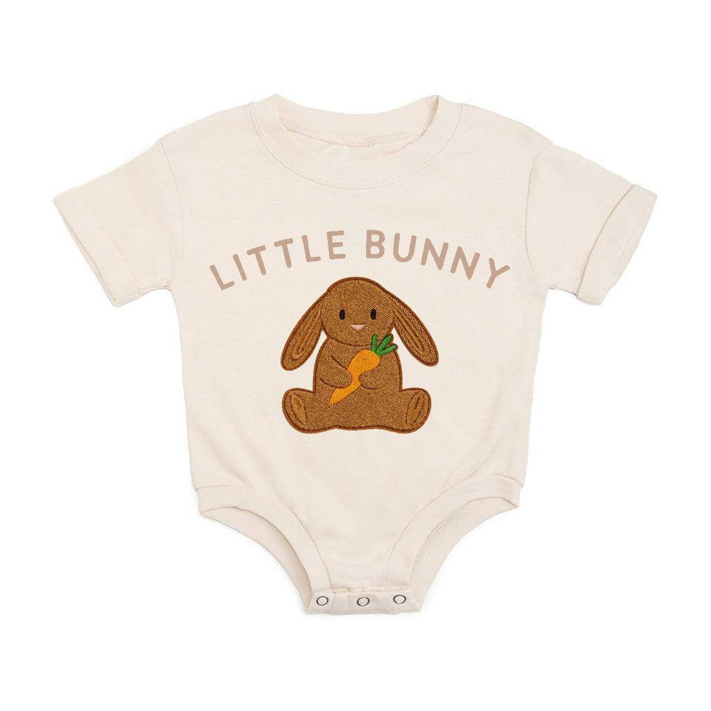 Little Bunny Patch Easter Short Sleeve Romper