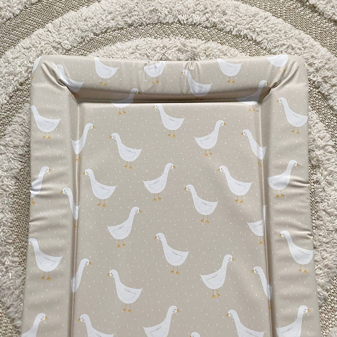 Baby Changing Mat | White Goose Unisex Print | Handmade UK