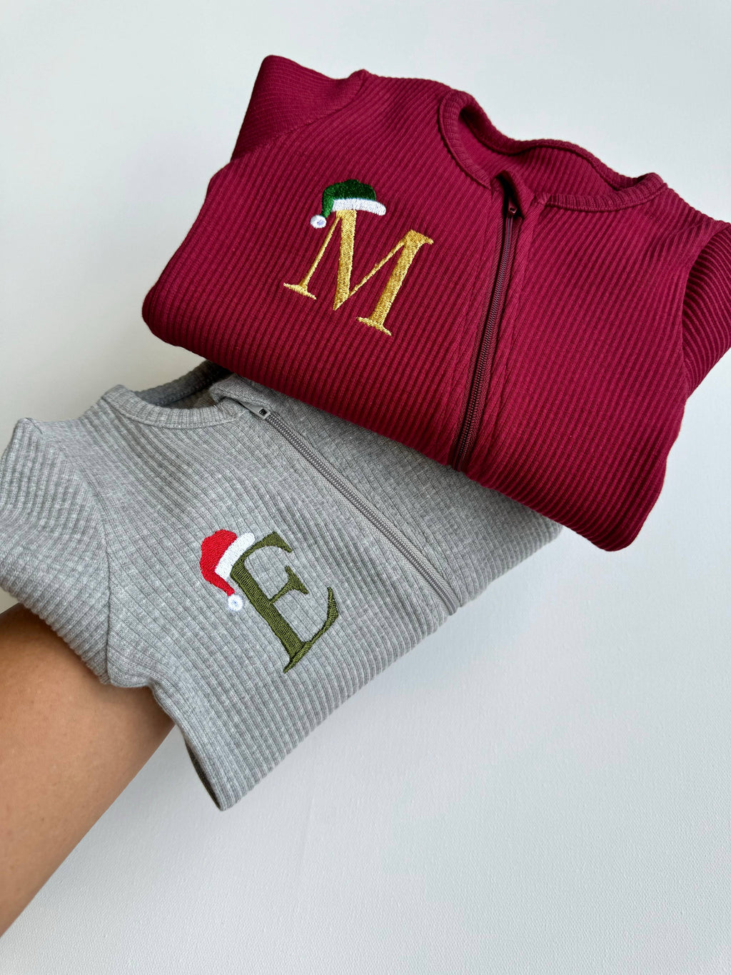 Christmas Monogram Zip Sleepsuit Personalized Baby Gift: Shortbread / 2-3 years