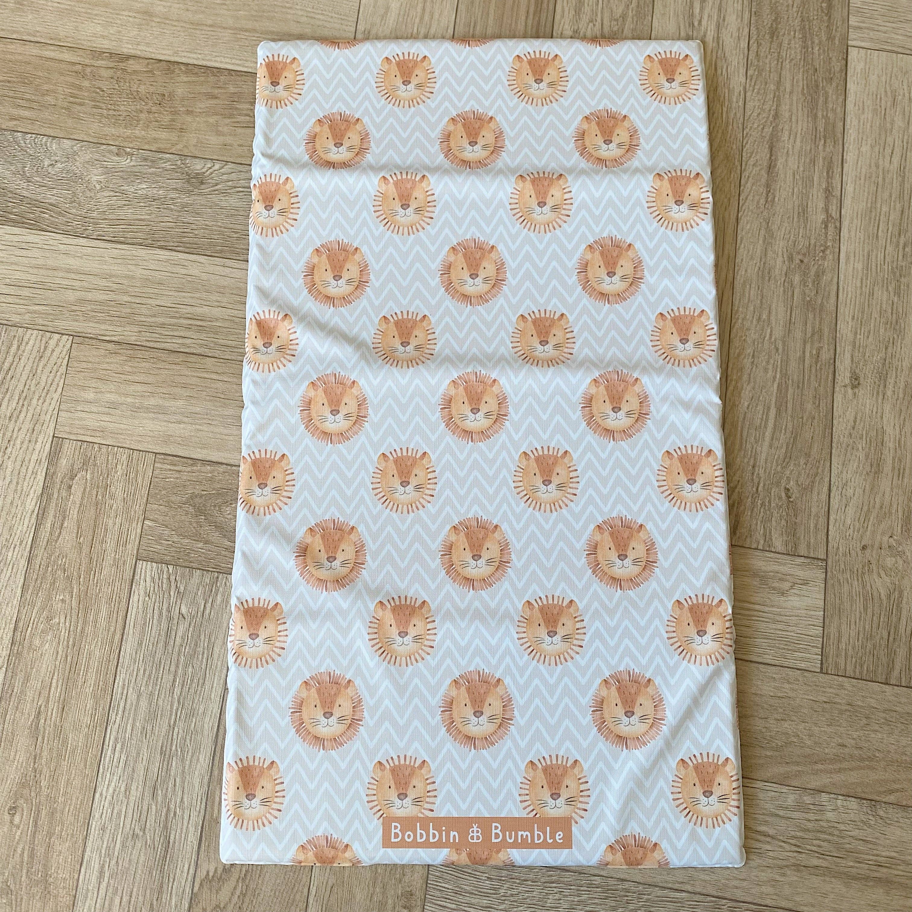 Travel Baby Changing Mat | Leo Lion Print | Handmade UK