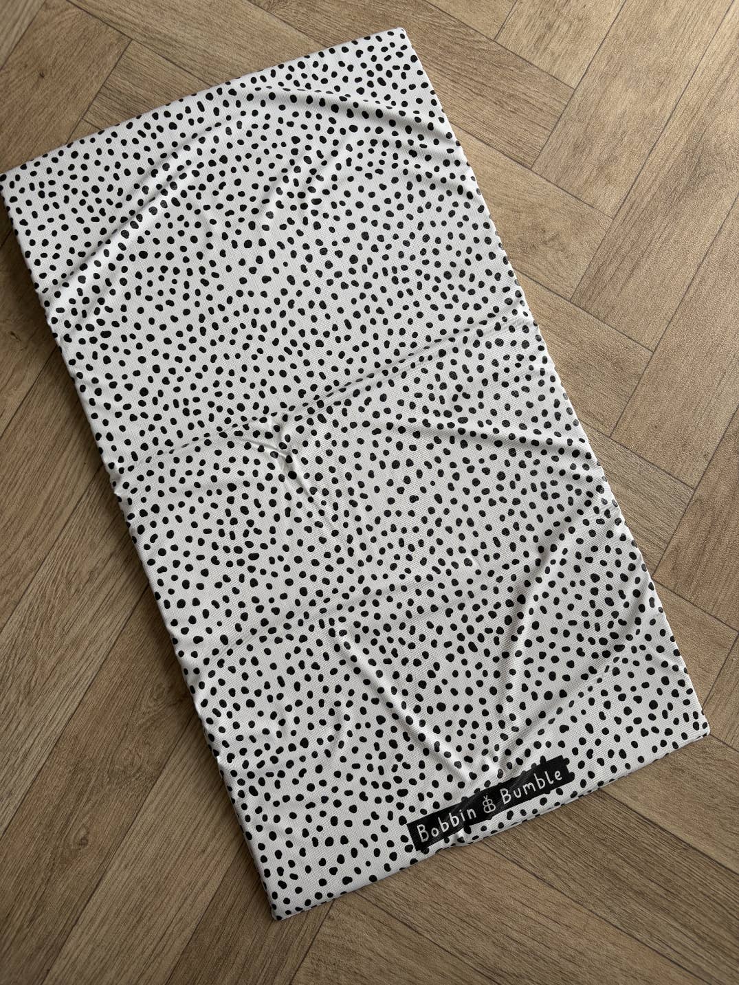 Travel Baby Changing Mat | Black Spotty Print | Handmade UK
