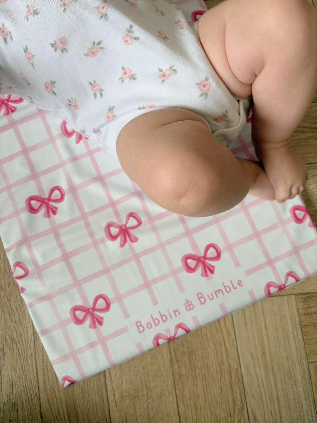 Pink Bow Travel Changing Mat | Handmade UK | Baby Girl Gift