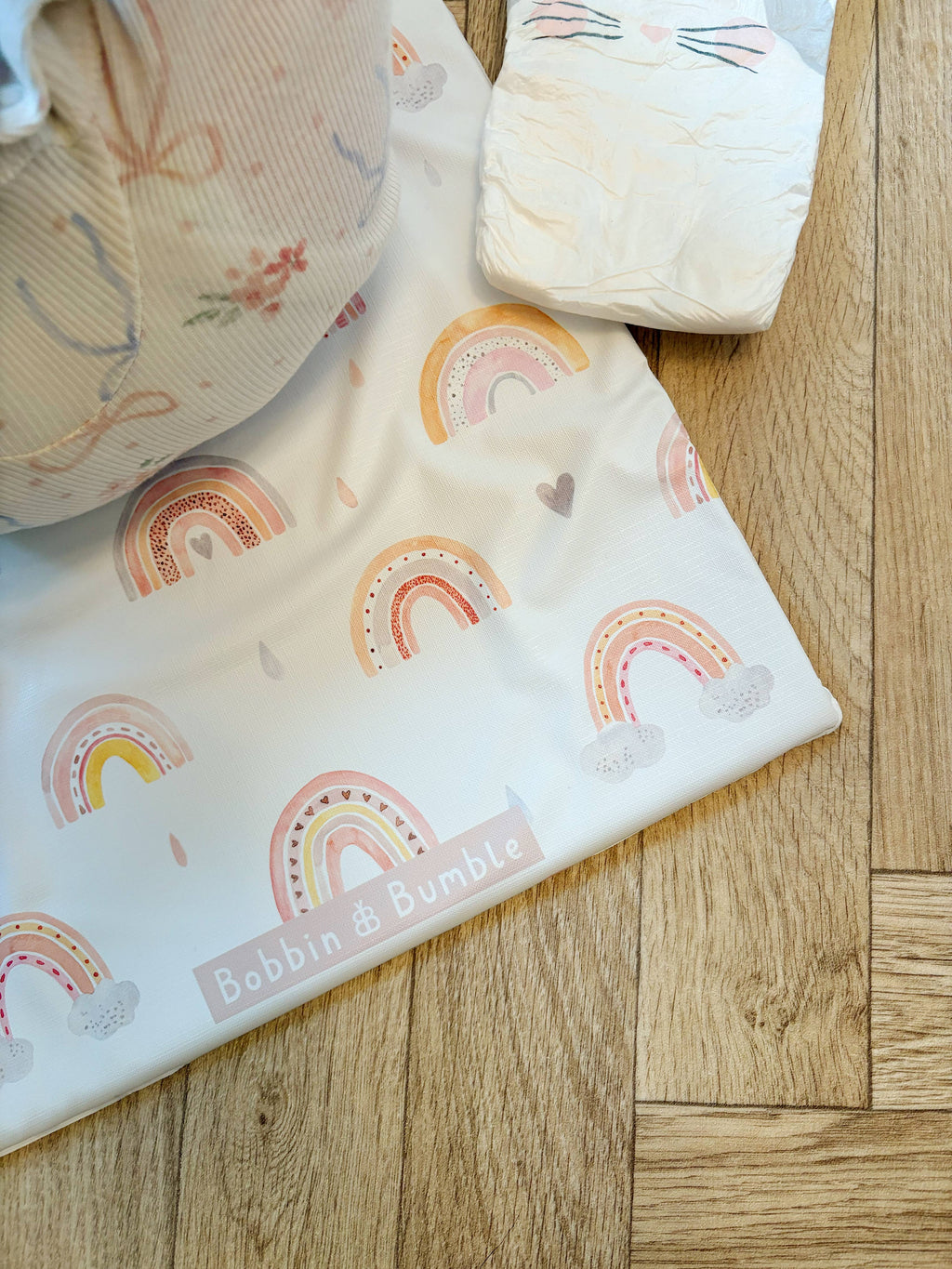 Travel Baby Changing Mat | Pink Daisy Print | Handmade UK